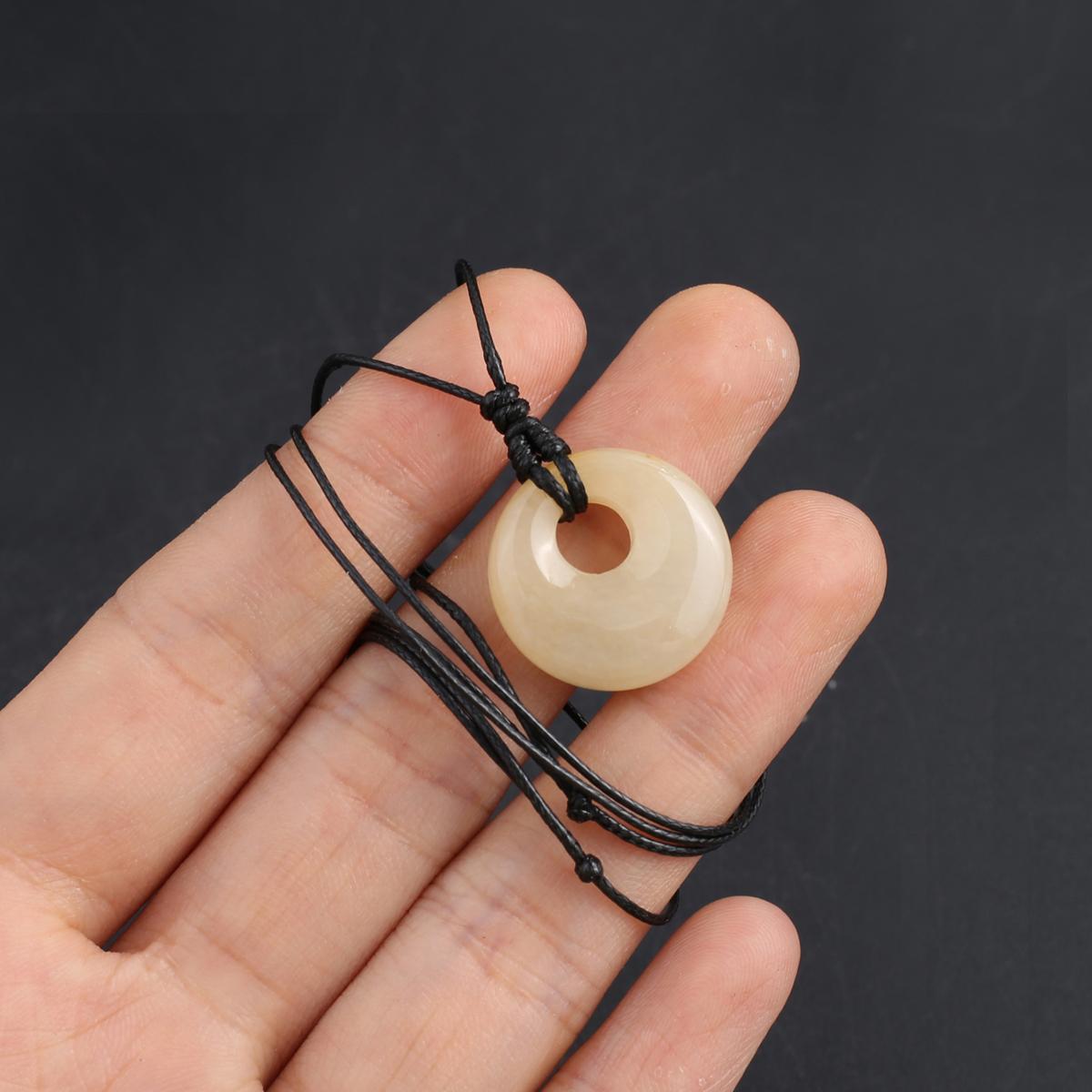 

1шт кристалл ожерелье кулон, круглый натуральный камень агат содалит нефрит аметист драгоценный камень кулон ожерелья для женщин мужчин ювелирные изделия подарки на день рождения 18 мм 1Pc-Yellow Jade/18mm