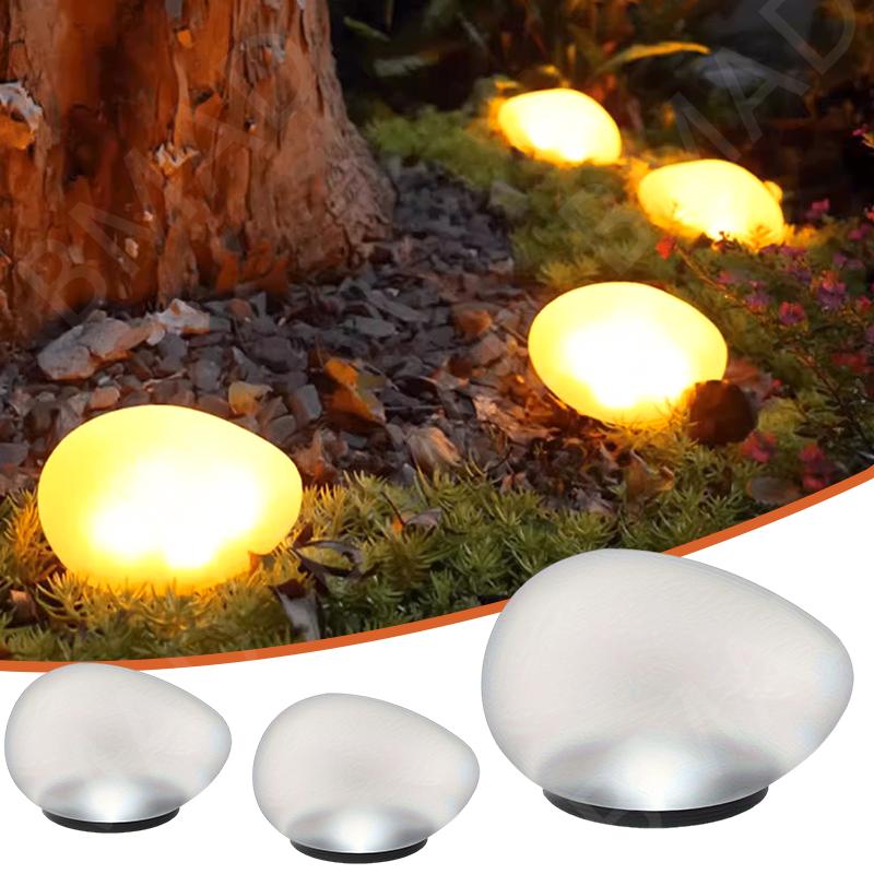 Solar lawn Lamp Outdoor Solar Pebble Rock Waterproof Garden Cobblestone Glowing Stone Landscape Lights For Street Path Decora
