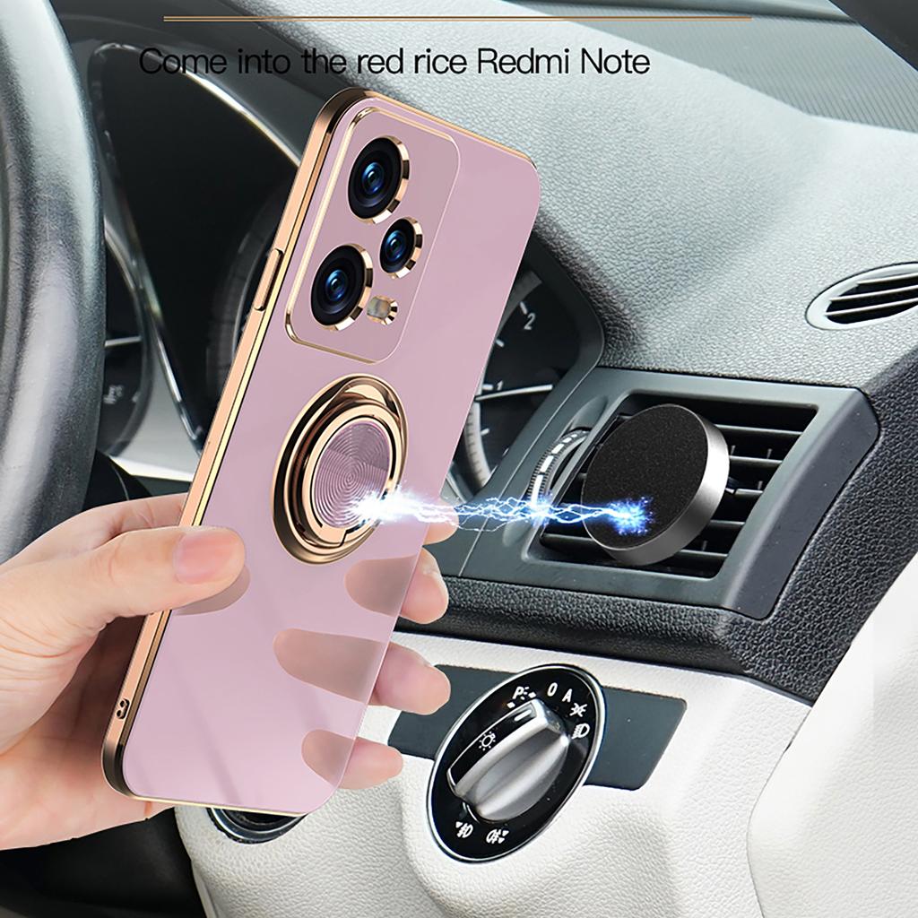 Carcasa de telefon cu suport de inel placat pentru Xiaomi Poco X6 X5 M6 Pro F5 Pro C50 carcasa de protectie cu suport de lux Husa de protectie completa