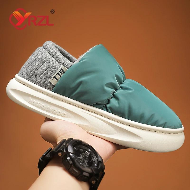YRZL Winter Women Shoes Casual House Shoe for Men 2024 Outdoor Warm Flats Shoes for Men Indoor Plush Slippers Female Warm Shoes