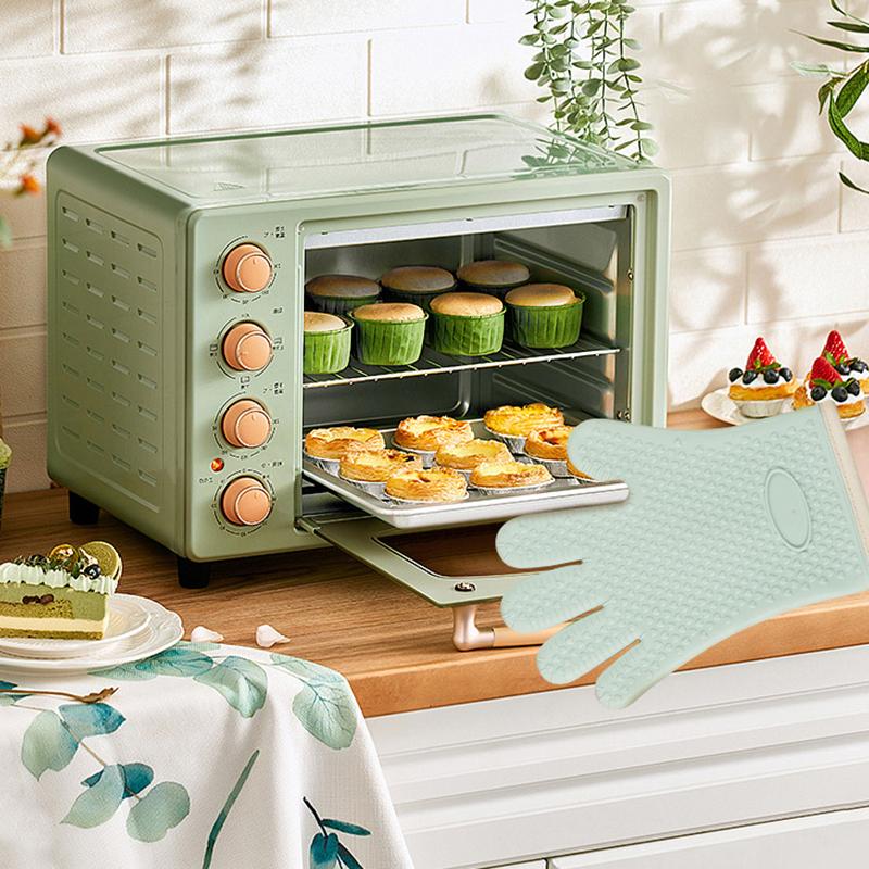 Anti-Scald Oven Gloves Thickened Silicone Insulation Non-Slip High Temperature Resistant Kitchen Oven Baking Gloves
