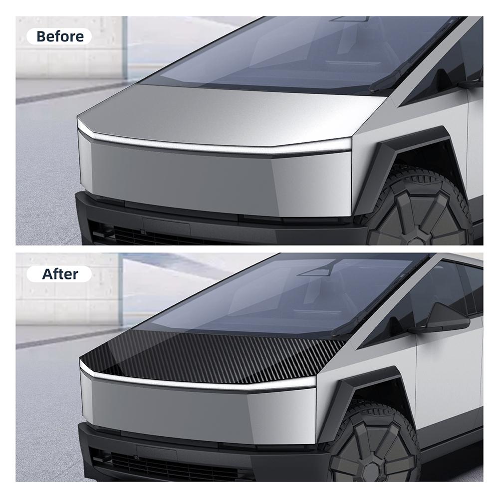 Carbon Fiber Pattern PPF Car Paint Protection Engine Film Trim for Tesla Cybertruck 2025 2025 2026-Up Decal Kit Anti-Scratch
