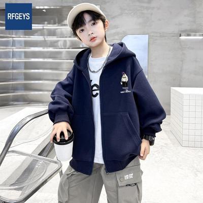 Boys' Sporty Hooded Jacket - 2025 Spring Fashion Zipper Cardigan for Kids