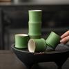 3Pcs Ceramic Tea Cup Set Chinese Tea Cups Retro Pottery Bamboo Stalk Teacup Small Porcelain Cup for Tea Coffee Water Drinkware
