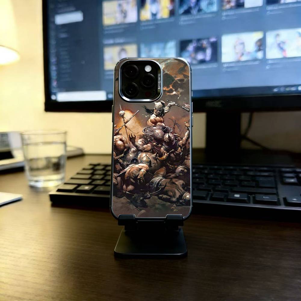 The Art of Frank Frazetta Phone Case For iPhone 17,16,15,14,13,12,11 Plus,Pro Max,XS,Colored Silver Plated Inside Cover iPhone16Plus
