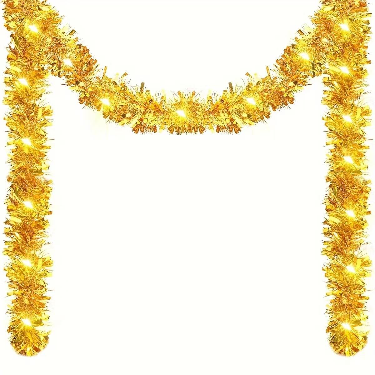 

Рождественская мишура гирлянда толстые подвесные украшения для рождественской вечеринки в помещении и на улице (Без батареи) для праздничных украшений 5m золотой