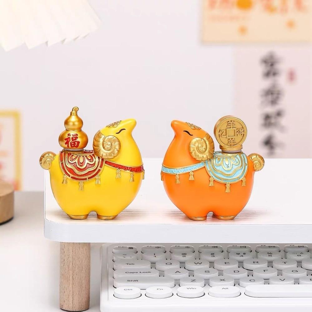 Desktop Decoration Goat Figurine Chinese Style Zodiac Goat Ornament Auspicious Sheep Ornament  Gift