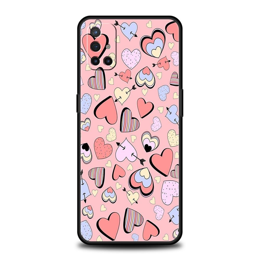 Gold Pink Rose Glitter Hearts Phone Case For OnePlus 10 9 Pro 9T 10R 9R 9RT 8T 8 7 6T 7T Nord 2T CE 2 5G N200 N10 N100 Cover