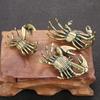 Elegant Brass Crab Sculpture Lifelike Detailing Crab Statue for Collectors and Decoration Enthusiasts Desk Accessory