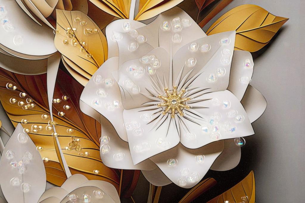 Lackiertes Wandbild mit Rahmen Flora M 42X3,5X62