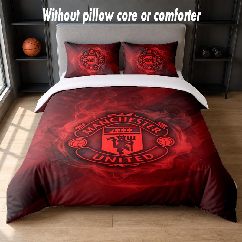 Manchester United Diseño Juego de Cama Ropa de Cama 1 Funda Nórdica + 2 Fundas de Almohada Suave Transpirable Ropa de Cama para el Hogar