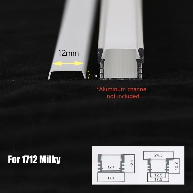 0.5M LED Aluminum Profile Diffuser Milky White Black PC Cover for U/V/W/Y-shape Channel Hard Bar Strip Light Replace Lampshade