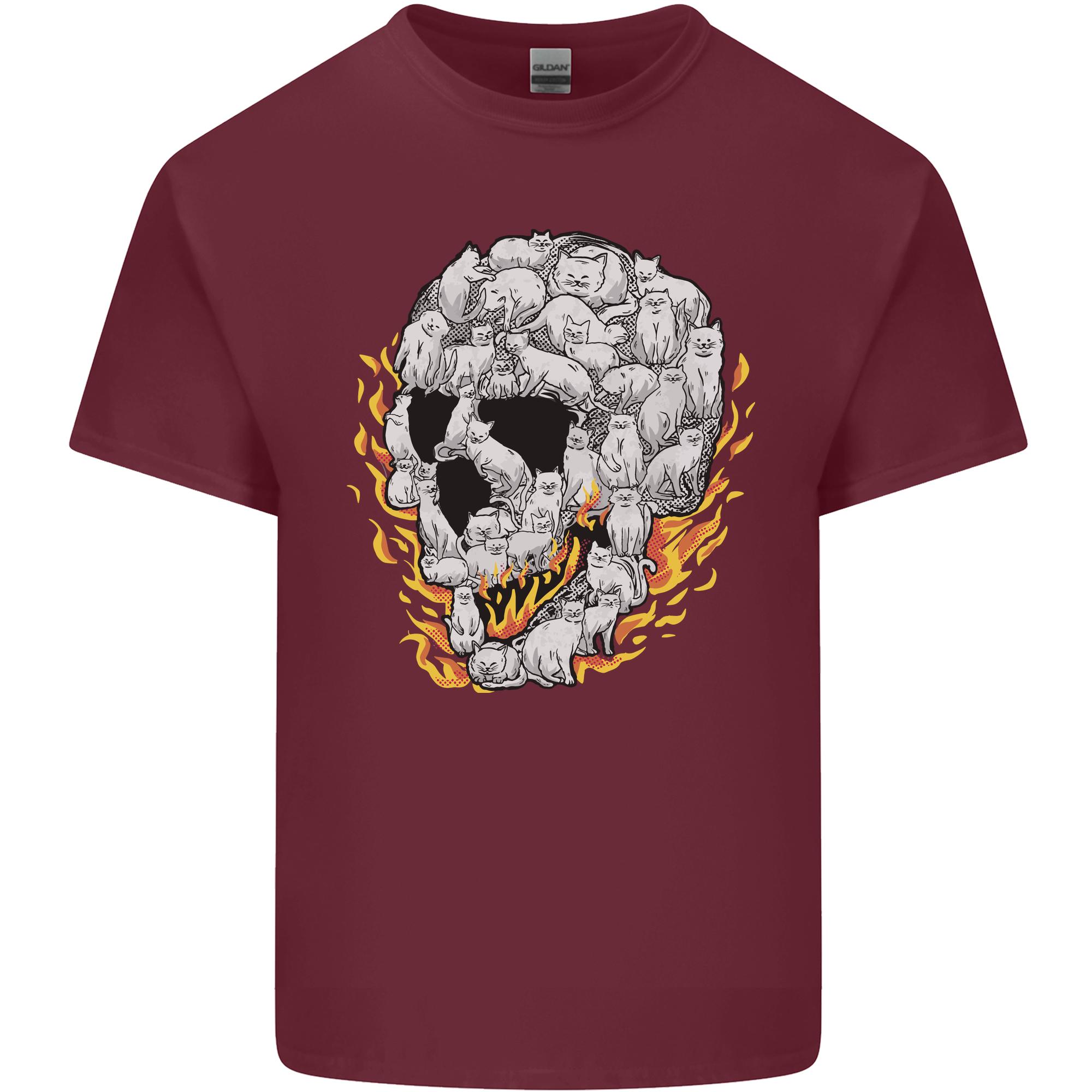 Fire Skull Made of Cats Unisexs Light Cotton TShirt S