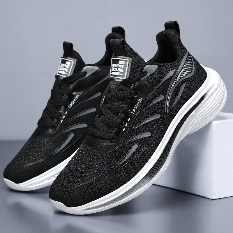 Men Plus Size Casual Running Sneakers, Light Breathable Odor Resistant Single Shoes For Dad