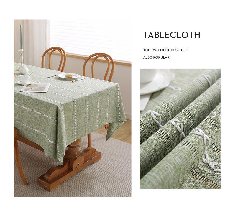 Sage Green Tablecloth Embroidery Rectangle Wedding Decoration For Kitchen Party Wedding Outdoor Farmhouse Soft Table Cover