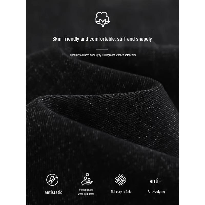 2025 Women's Slimming High-Waisted Black Wide-Leg Jeans - Trendy Loose Fit, Straight-Leg Pants