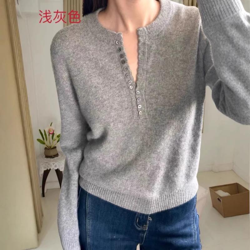 Women S V Neck Long Sleeve Knit Sweater Gray Style Casual