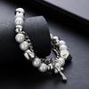 Shiny Imitation Pearl Bead Bracelet Stainless Steel Cross Beaded Bracelets Trendy Desinger Zircon Unisex Accessories Lover Gift
