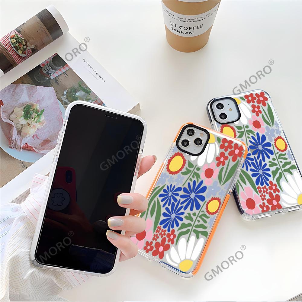 Chunri Mobile Phone Case Colored Flower Suitable for iPhone16 Transparent Tpu Soft Case Apple 17Pro Anti-drop Protective Case