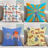 Cartoon Blippi Kids Cute Cushion Cover Throw Pillow Soft Short Plush Cozy Durable Colorfast For Sofa Bedroom Home Decor Gift