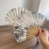 Elegant Folding Hand Fan with Floral Design, Breathable Mesh, Randomly Placed Flower Patterns, Dance Accessories, Fan Decor