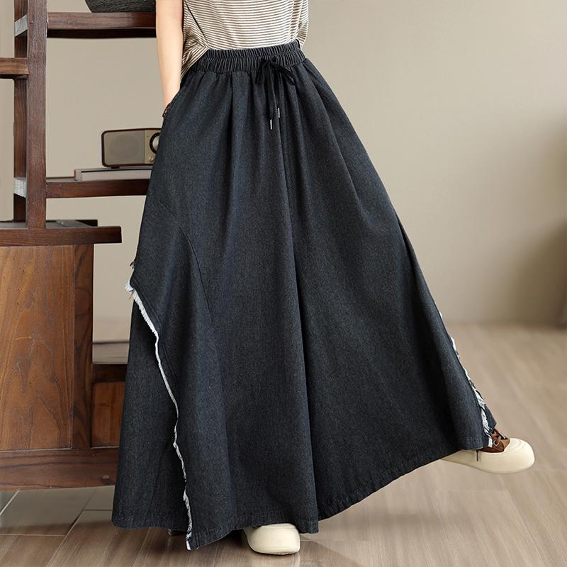 Jeans de Pierna Ancha para Mujer Talla Grande Primavera Verano Cintura Alta Cordón Holgados Culottes de Mezclilla Pa… Más