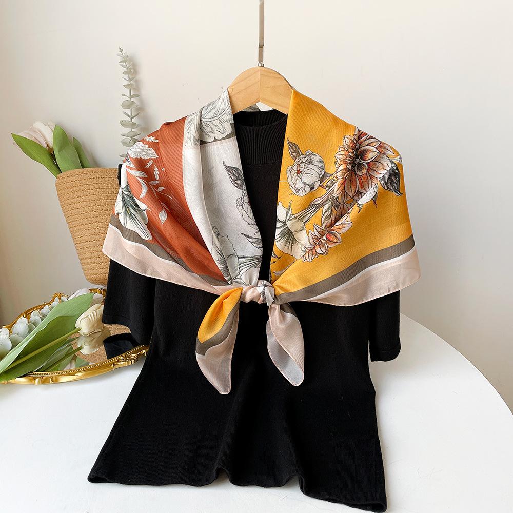 

Шарф для женщин Модный и высококлассный универсальный шарф с принтом для Европы и Америки Большой квадратный шарф для головного платка шали 90*90cm