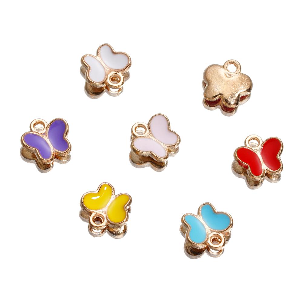 4Pcs/Lot 4 Styles Alloy Metal Drop Oil Butterfly Charms Animal Pendant For DIY Bracelet Necklace Jewelry Making Accessories