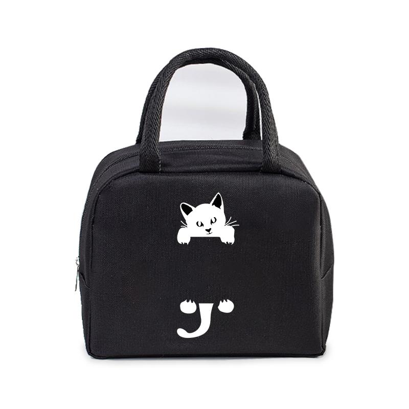 Women Men Oxford Lunch Bag Cartoon Cat Series Graphics Portable Insulated Thermal Bag School Teacher Student Lunch Box Handbag