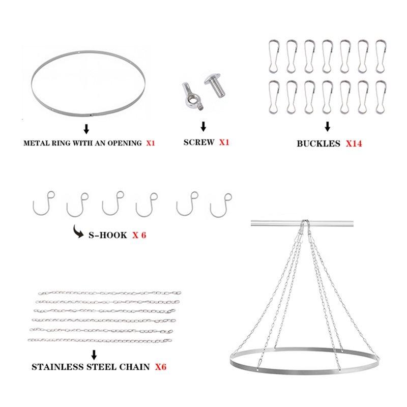 CYCLI-Ceiling Drapes 12 Inch Round Canopy Hoop Hanging Kit For Wedding And Gazebo Decor