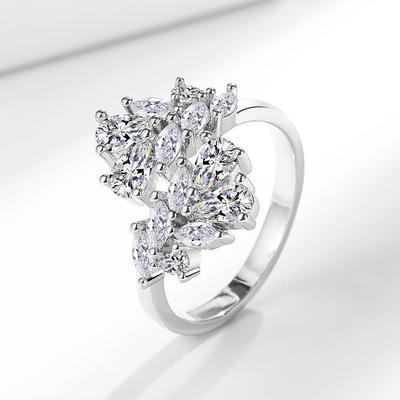 Light Luxury Hipster Leaf Personality High Sense Fashion Double Zircon Opening Adjustable Ring