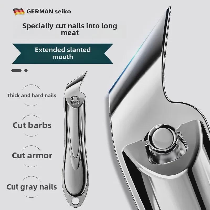 Portable Nail Clipper & Scissors Set with Rotating Leather Case - Large Anti-Splash Design