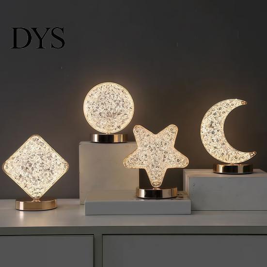 Valentine Day Present Bedside Night Light for Bedroom, USB Rechargeable Desk Lamp with 3 Star Moon Cube Colors, Decorative Dimmable Atmosphere Light,