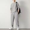 Men's Autumn Oversized Waffle Weave Suit Youth Loose-fitting Casual Sweatshirt + Sweatpants Simple Casual Two-piece Set