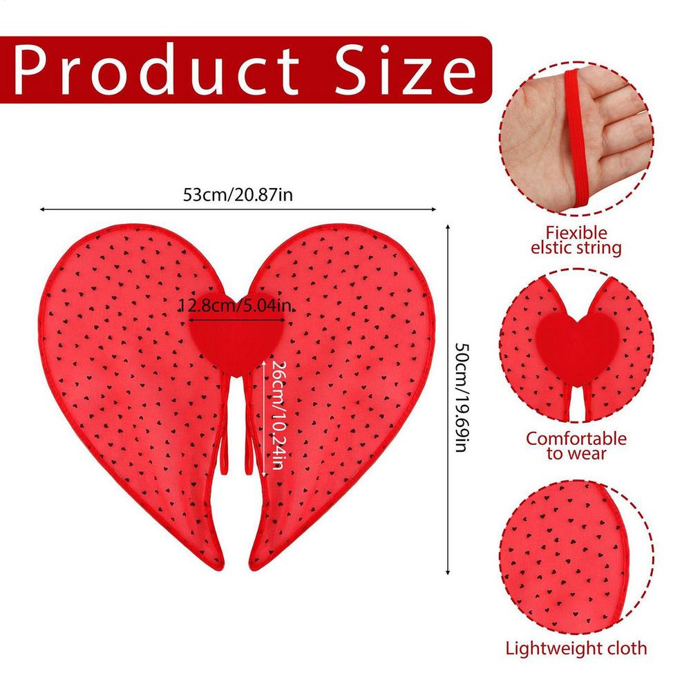 

Valentine Heart Shape Wing Easy Wear for Kids Adults for Fancy Dress Photo Props Fake Wings Photography as picture красный