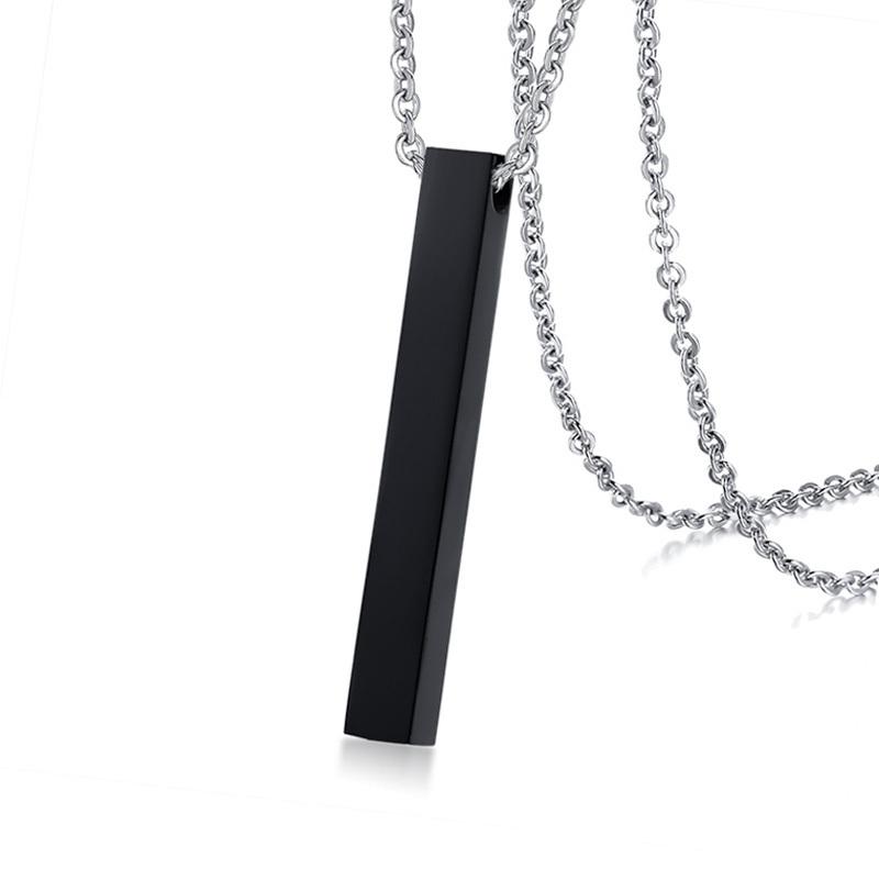 Personalized Vertical Bar Necklace Four Sided Custom Names Necklace Pendant Message For Women
