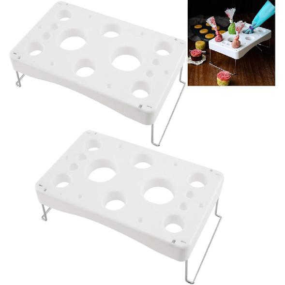 LEILIN Piping Bag Holder 2pcs Cake Decorating Icing Bag Stand 12-Cavity Cream Bag Holder