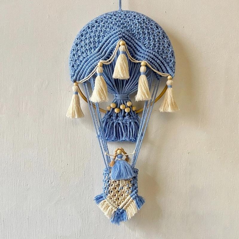 Arazzi da Parete Mongolfiera Artistici, Arazzi Macramè Intrecciati a Mano Decorazione per Soggiorno Camera da Letto