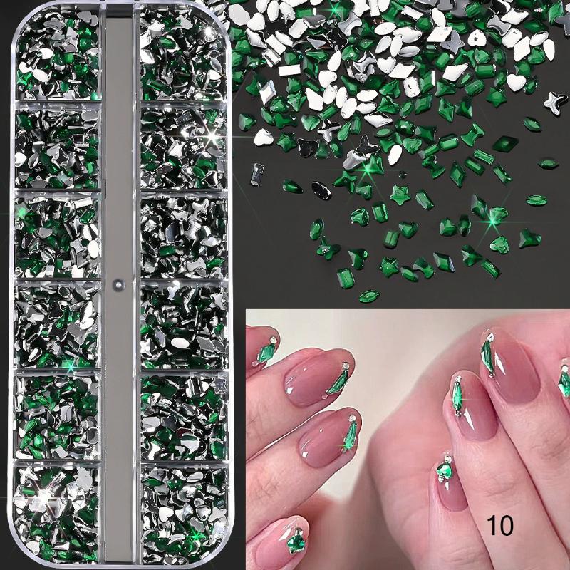 Mix 3D Flatback Nail  12 Grids Mini  Diamonds For Nail Art Glitter Charm Decorative Diy Manicure Art Accessor