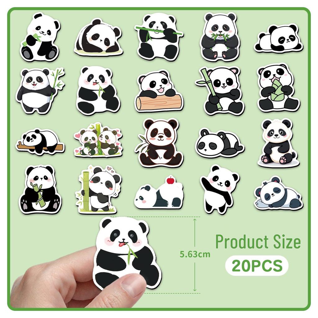 Panda Cartoon Refrigerator Magnets - Cute, Waterproof, Animal-Themed, Set of 20