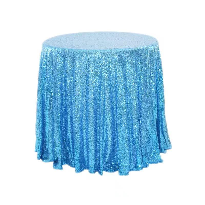Nordic Style Round Solid Color Sequin Tablecloth for Weddings and Hotel Banquets
