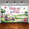 2D Cute Golf "Hole-in-One" Backdrop for First Birthday Party Decoration