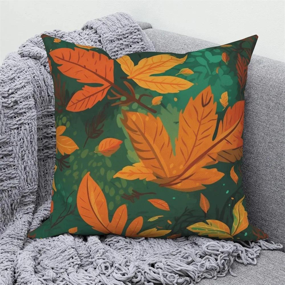 Autumn Scenery Home Decoration Cushion Cover Autumn Leaf Forest Print Sofa Decoration Pillow Cover