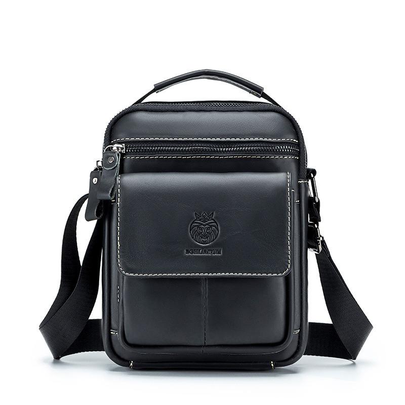 Top-Grain Leather Messenger Bag for Men