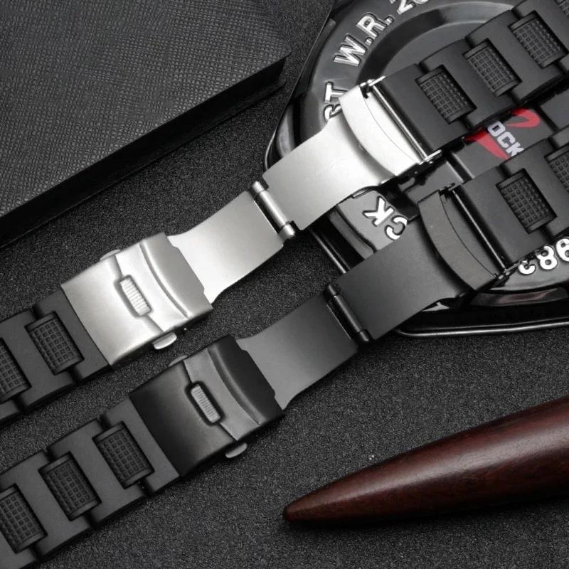 Watch Accessories Strap Replacement for Casio GW-A1100 G-1400 GW-4000 GA-1000 Wrist Band Plastic Steel Safety Buckle Bracelet