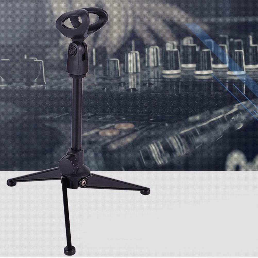 Adjustable Microphone Stand Desktop Tripod Table Stand Clip Holder Bracket Desktop Triangular Microphone Stand