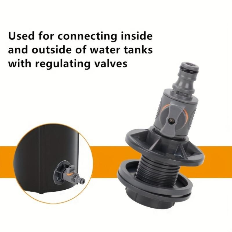 Rain Barrels Bulkhead Fitting 3/4Inch Water Tank Adapter with Shut Off Valves and 16Mm Hose Barb for Garden Hose