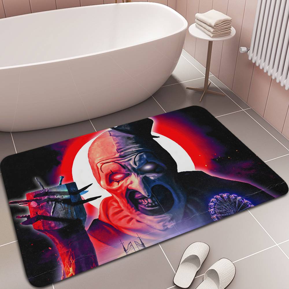 Horror T-Terrifier Film Eingangstür Matte Waschbar Rutschfest Wohnzimmer Sofa Stühle Bereich Matte Küche Willkommen Fußmatte