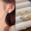 Shi Jia Hanfen Pink Pearl Stud Earrings with 925 Silver Needle - Elegant Mosquito Coil Ear Clips for Women