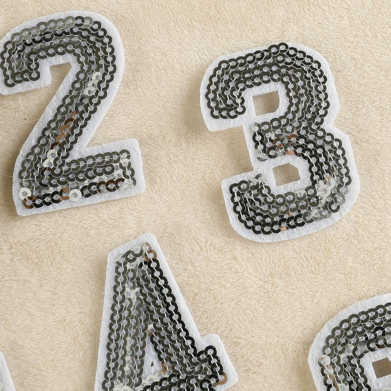 Embroidery Gold Silk Towel Embroidery Cloth Label 0 To 9 Hand Account DIY Clothing Patch Sticker Accessories L Sequined Embroidery Cloth Sticker